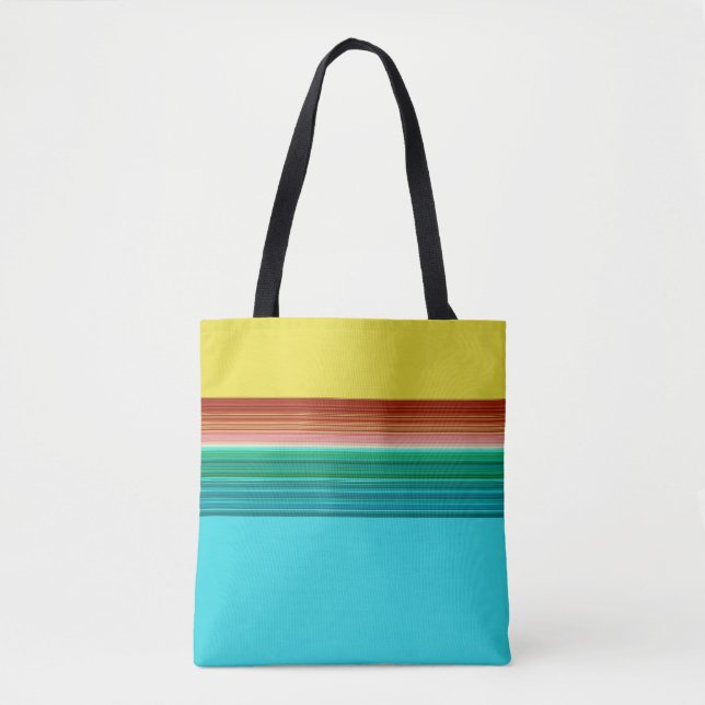 Yellow Blue Multicolor Striped Pattern Tote Bag (Front)