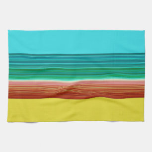 Yellow Blue Multicolor Striped Pattern Towel