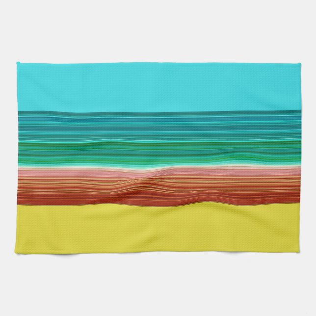 Yellow Blue Multicolor Striped Pattern Towel (Horizontal)