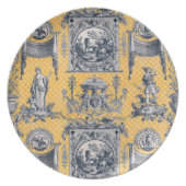 Yellow & Blue NeoClassical  French Toile Plate (Front)