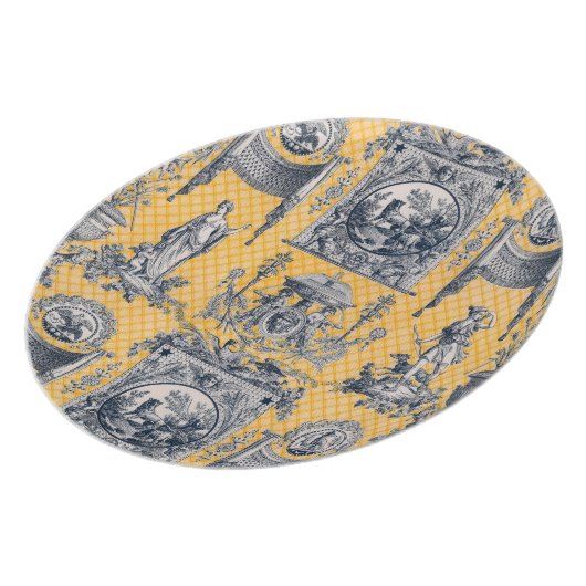 Yellow & Blue NeoClassical  French Toile Plate (Left Side)