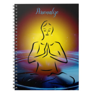Yellow & Blue Neon Yoga Pose Sketch Notebook