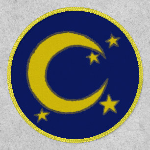 Yellow Blue Night Sky Crescent Moon Stars Evening Patch
