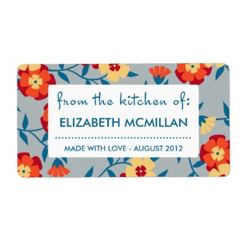 Yellow  Blue & Orange Modern Floral Canning Labels by koncepts at Zazzle