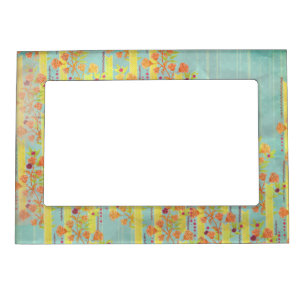 Yellow, Blue Orange Roses 5 x 7 Magnetic Frame