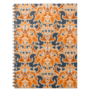 Yellow blue Ornament Seamless Background Patternab Notebook