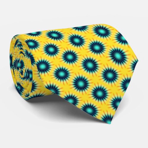 Yellow Blue Pattern Neck Tie
