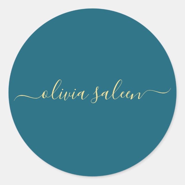 Yellow blue  personalized  classic round sticker (Front)