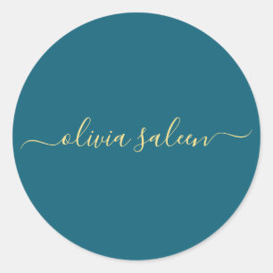 Yellow blue personalized classic round sticker