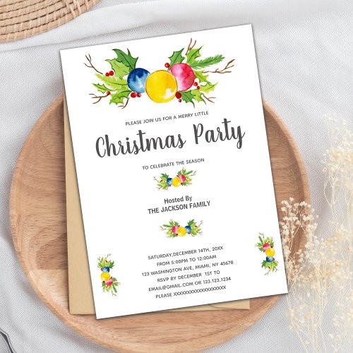 Yellow Blue Pink Christmas Invitations