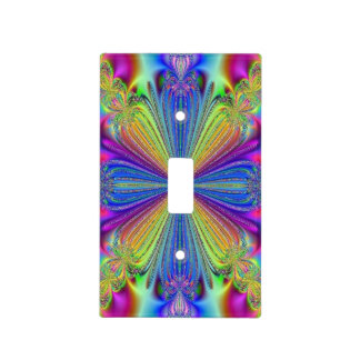Yellow Blue Pink Fractal Light Switch Cover
