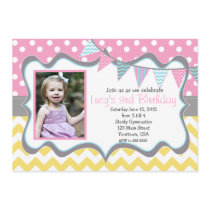Yellow, blue, pink  Pendants Party Birthday Invitation
