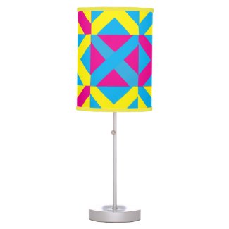 Yellow Blue Pink Square Geometric Pattern Table Lamp