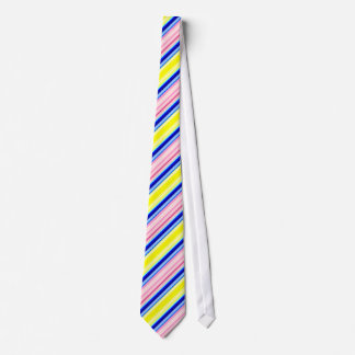 Yellow Blue Pink Striped Tie