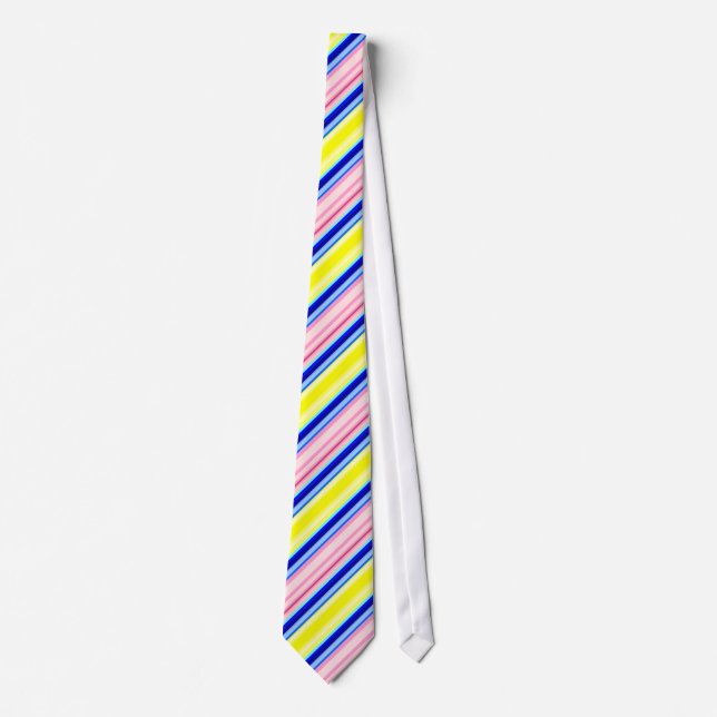 Yellow Blue Pink Striped Tie (Front)