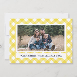 Yellow Blue Plaid Rustic CUSTOM Holiday Photo Card