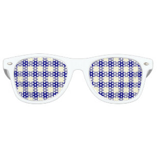 Yellow Blue Plaid Seamless Pattern Retro Sunglasses