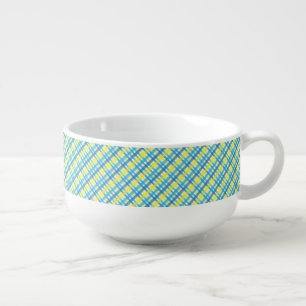 Yellow Blue Plaid Soup Mug