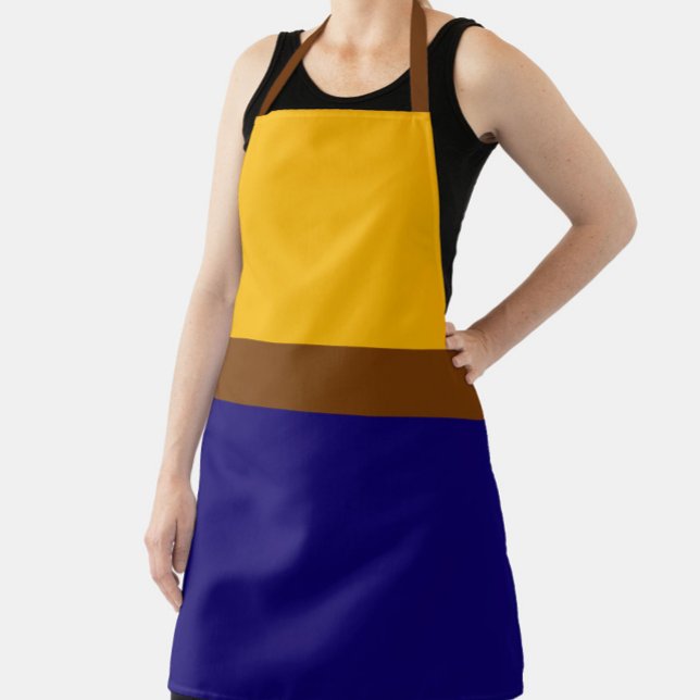 Yellow Blue Plain Color Block Design  Apron (Creator Uploaded)