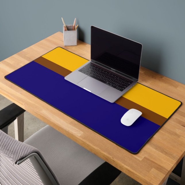 Yellow Blue Plain Color Block Design  Desk Mat (Creator Uploaded)