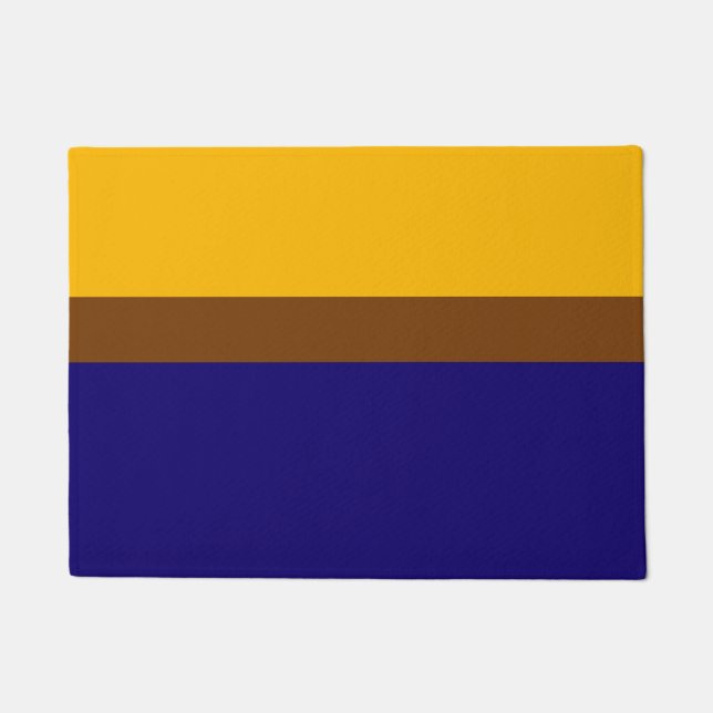 Yellow Blue Plain Color Block Design  Doormat (Front)