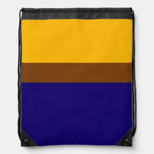 Yellow Blue Plain Color Block Design Drawstring Bag