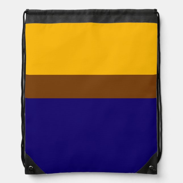 Yellow Blue Plain Color Block Design  Drawstring Bag (Front)