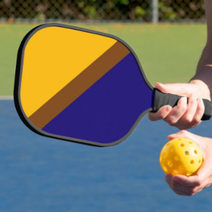 Yellow Blue Plain Color Block Design Pickleball Paddle