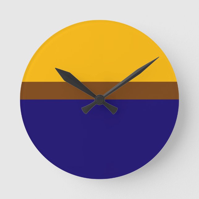 Yellow Blue Plain Color Block Design  Round Clock (Front)