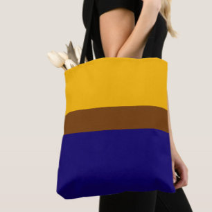Yellow Blue Plain Color Block Design Tote Bag