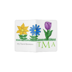 Yellow Blue Purple Floral Passport Holder