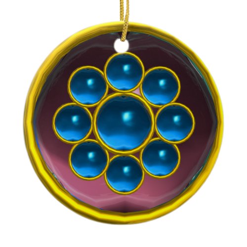YELLOW BLUE PURPLE GEMSTONE MON CERAMIC ORNAMENT