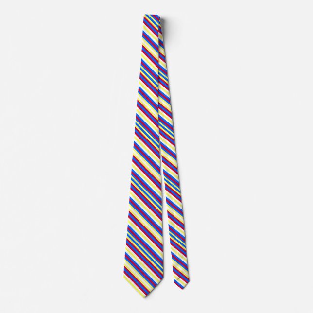 Yellow, Blue, Red and White Stripes Neck Tie (Front)