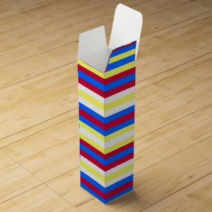 Yellow, Blue, Red and White Stripes Wine Gift Box