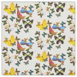 Yellow Blue Red Butterflies Print Pattern Fabric