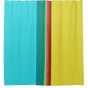 Yellow Blue Red Multicolor Striped Pattern Shower Curtain