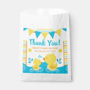 Yellow & Blue Rubber Ducky Polka Dot Baby Shower Favor Bag