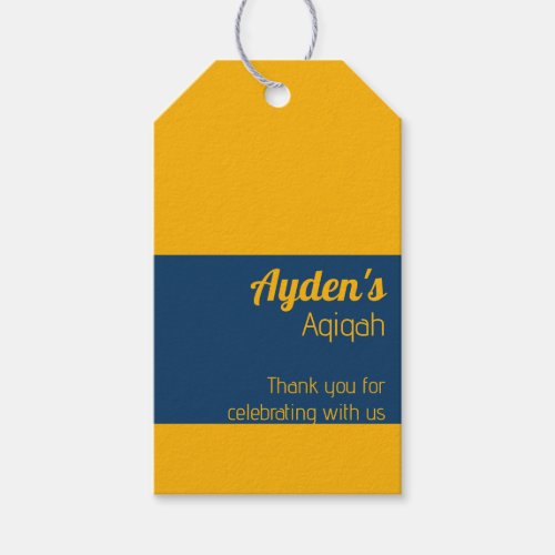 Yellow Blue Solid Color Plain Aqiqah Baby Shower Gift Tags