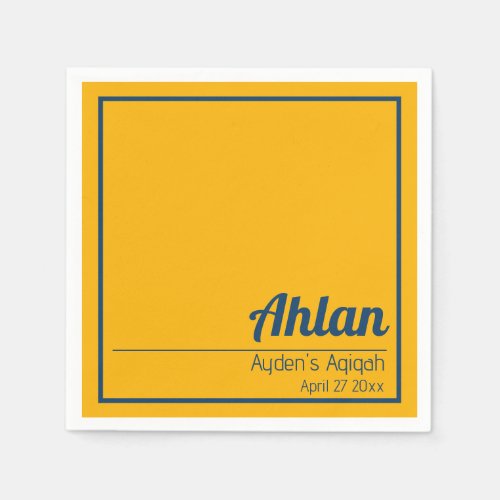 Yellow Blue Solid Color Plain Aqiqah Baby Shower Napkins