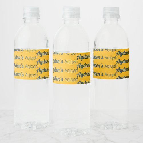 Yellow Blue Solid Color Plain Aqiqah Baby Shower Water Bottle Label