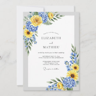 Yellow Blue Spirited Country Wedding Invitation