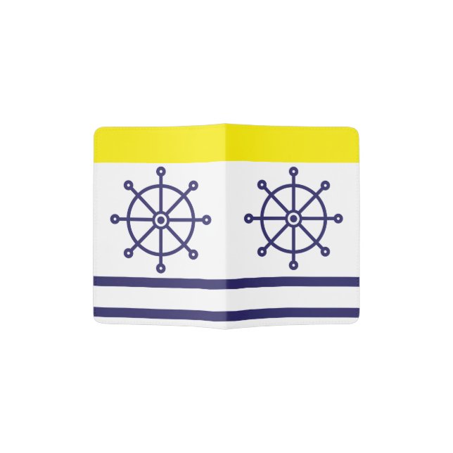 Yellow Blue Strip Wheel Custom Passport Holder (Opened)
