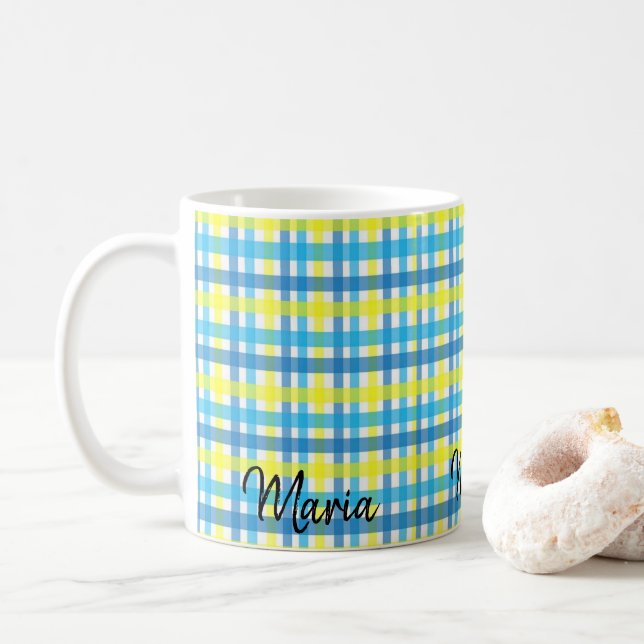 Yellow Blue Stripe Mug (With Donut)