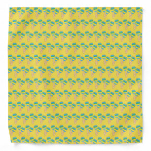 Yellow Blue Striped Maracas Fiesta Music Party Bandana