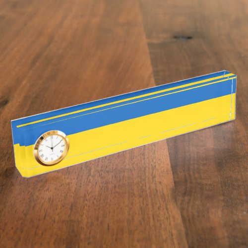 Yellow Blue Stripes Color Ukraine Flag Custom  Desk Name Plate