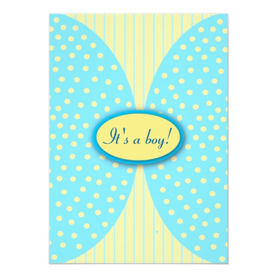 Yellow & Blue Stripes Dots Baby Shower Invitations