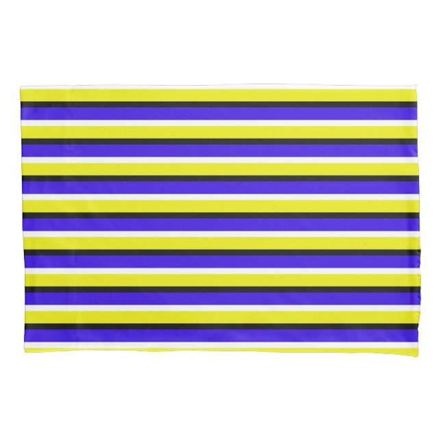 Yellow Blue Stripes Pattern Pillow Case (Front)