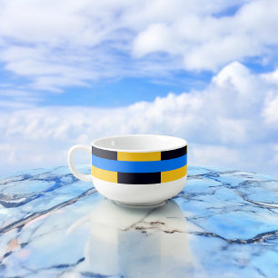 Yellow Blue Stripes Soup Mug