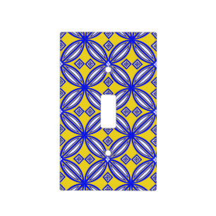 Yellow Blue Talavera Tile Pattern Light Switch Cover