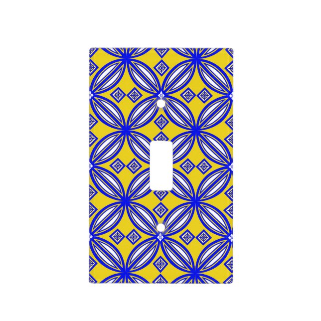 Yellow Blue  Talavera Tile Pattern Light Switch Cover (Front)